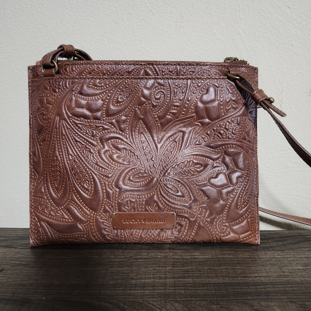 Lucky Brand Embossed  Leather Crossbody Bag